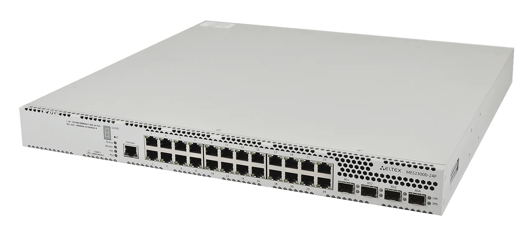 Ethernet-коммутатор MES2300D-24P, 24xPoE/PoE+ (1G) + 4x1G/10G SFP+, L3, модульная система питания